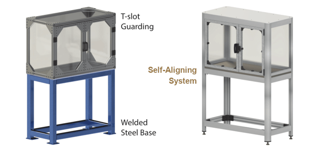 Robotics Safety Rules for Industrial Enclosure Design - t-slot and welded combo vs. self-aligning