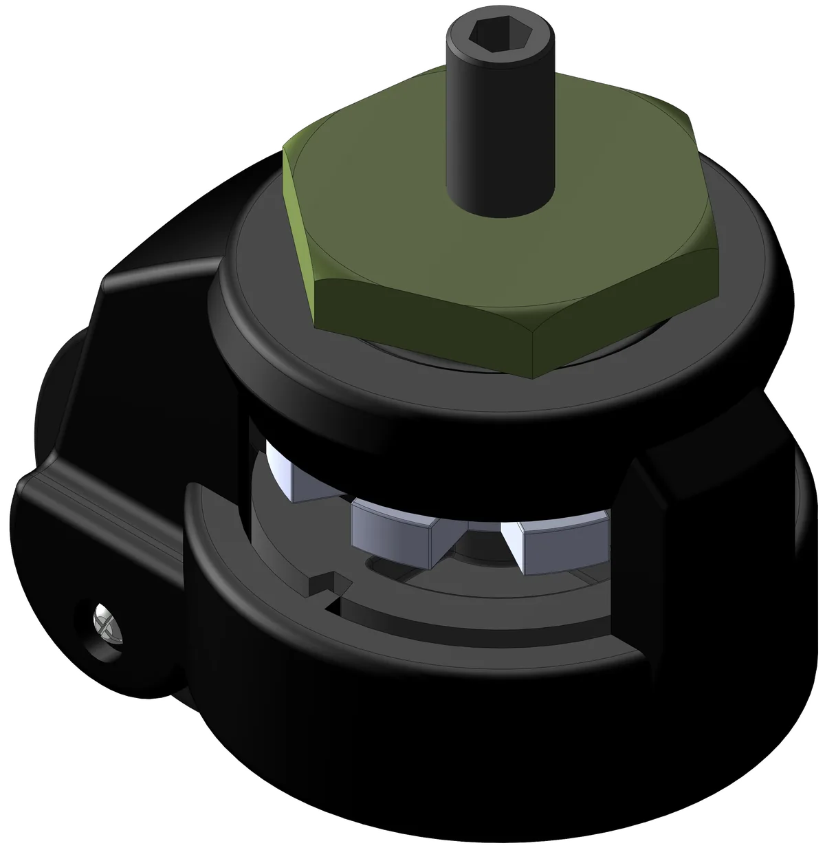 M12 Stem Mt Leveling Caster - Black (250kg)