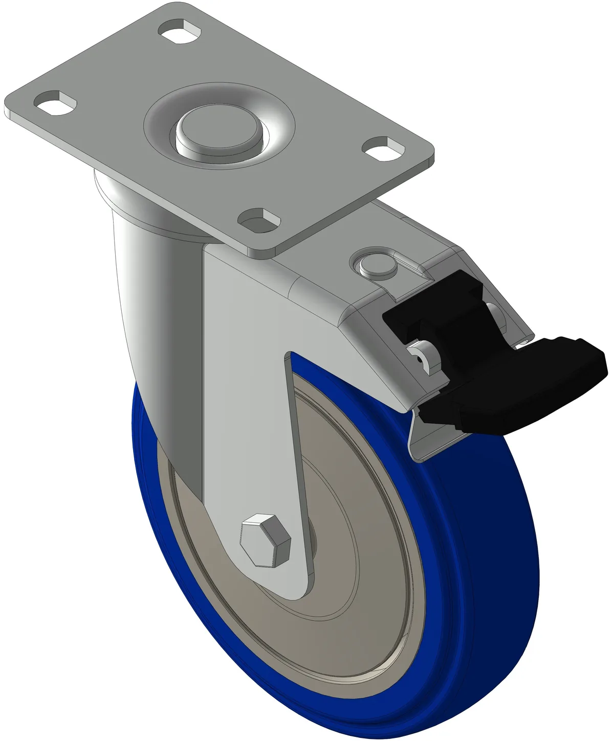 Plate Mt 125mm Swivel Caster w/Total Brake (125kg)