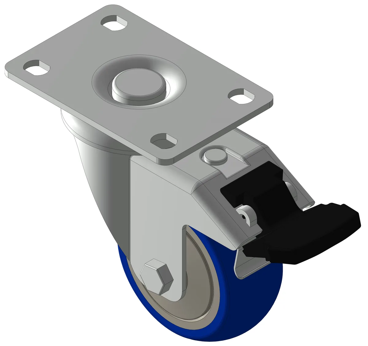 Plate Mt 75mm Swivel Caster w/ Total Brake (70kg)