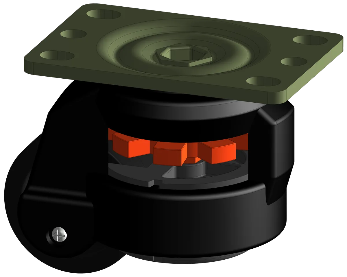 Plate Mt Swivel Leveling Caster - Black (250kg)