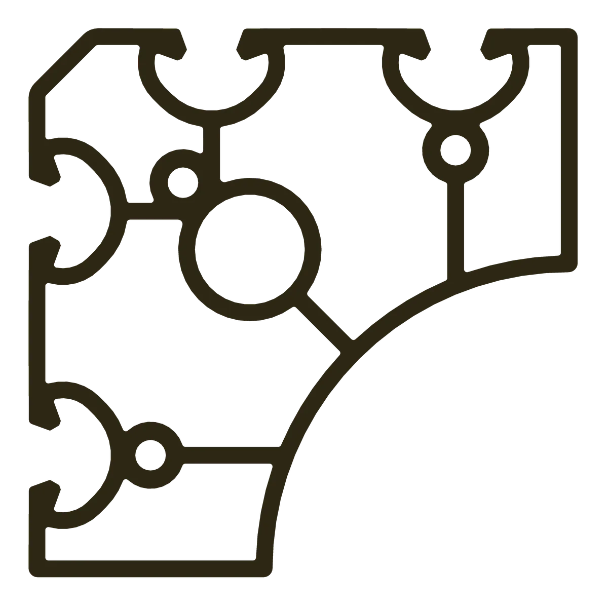 90x90 4-Slot Inside Corner SD Profile